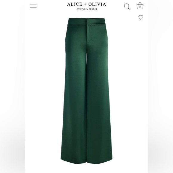 Alice + Olivia Forest Green Wide-Leg Pants - Picture 3 of 4